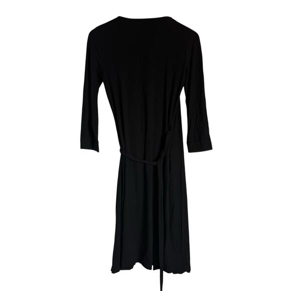 Diane von Furstenberg Julian Black 3/4 Sleeve V-Neck Tie Waist Wrap Dress Size 2 - Picture 9 of 9